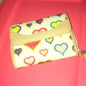 White Multi Color Heart Wallet
